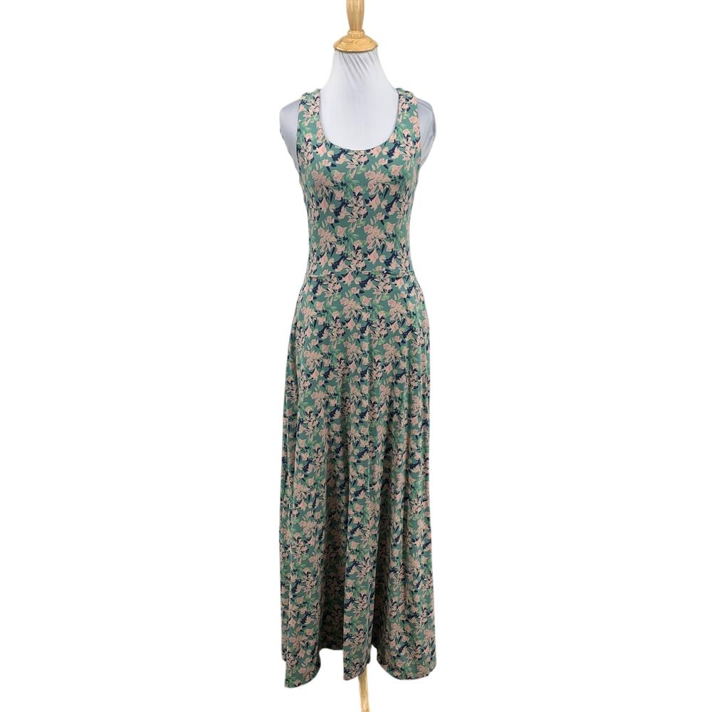 Pact Dress Womens S Small Multi Organic Shelf Bra Open Back Maxi Floral Pockets